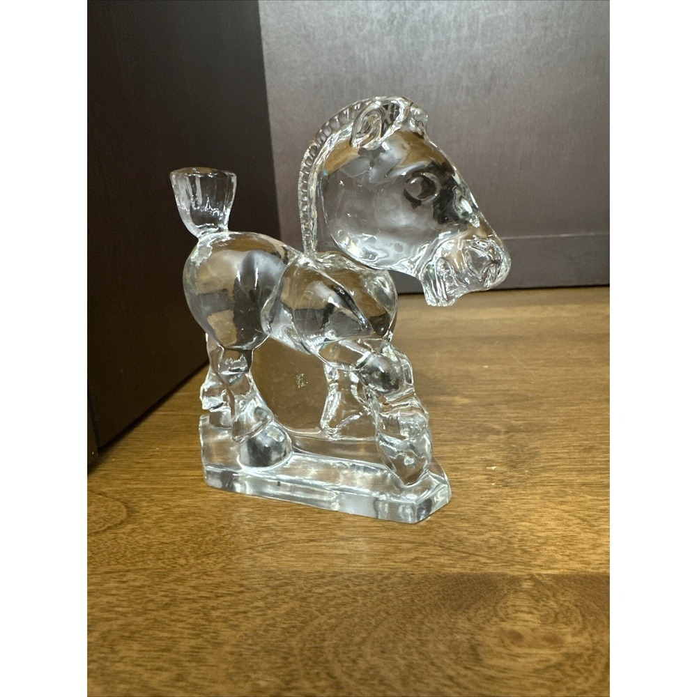 Vintage Heisey Clear Glass Oscar The Plug Horse Figurine 4.25"